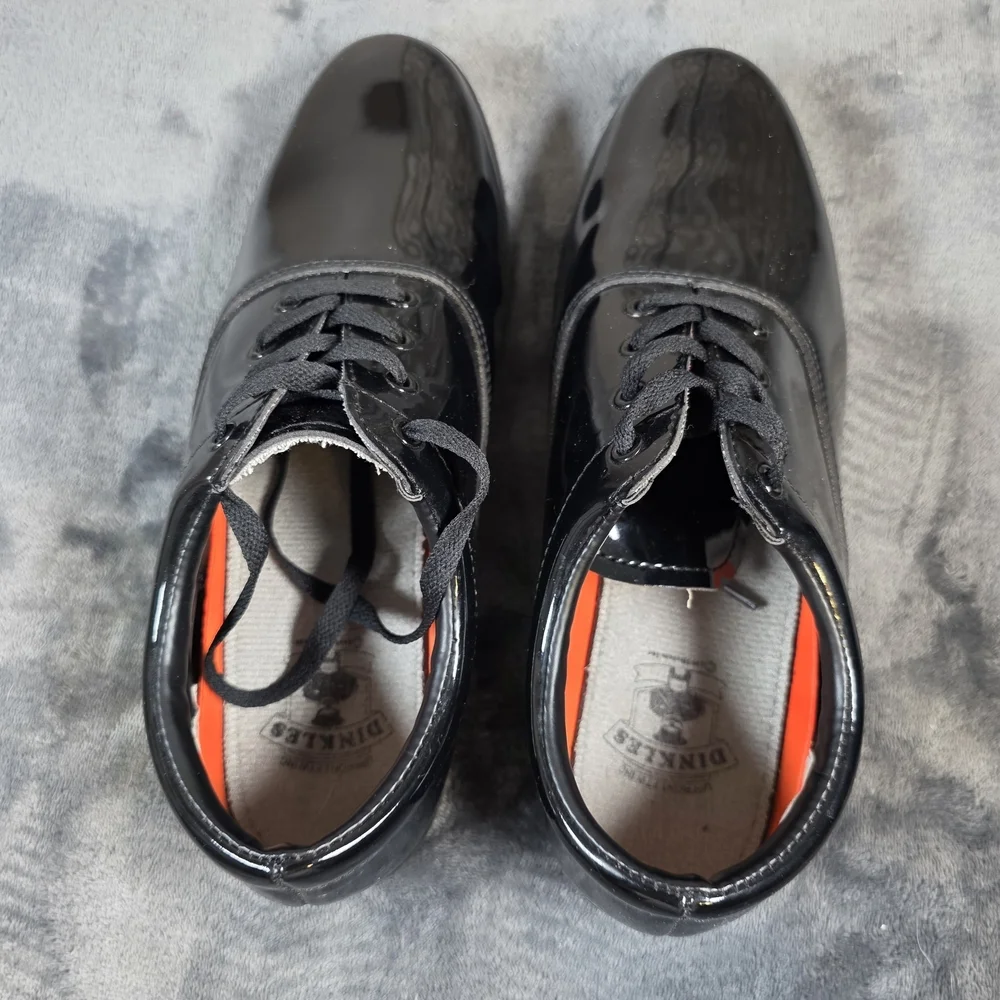 Dinkles Unisex Marching Band Shoes Black Faux Patent Leather Size M 10.5 W 12.5